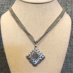 LOIS HILL Four Strand Oxidized Granulated & Cut Out Diamond Shaped Necklace